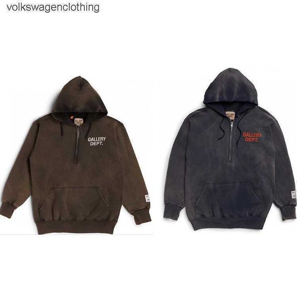 men's hoodies sweatshirts designer galleryes dept used washed half zip high street loose sweater for men women, Black
men's hoodies sweatshirts designer galleryes dept used washed half zip high street loose sweater for men women, Black