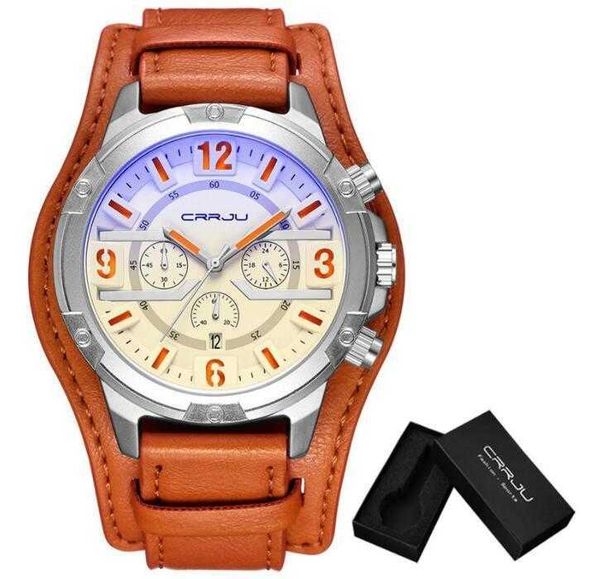 watches seller 2021 crrju new luxury mens leather strap watch waterproof casual quartz wristwatch for men relogio masculino 4plb, Slivery;brown
watches seller 2021 crrju new luxury mens leather strap watch waterproof casual quartz wristwatch for men relogio masculino 4plb, Slivery;brown