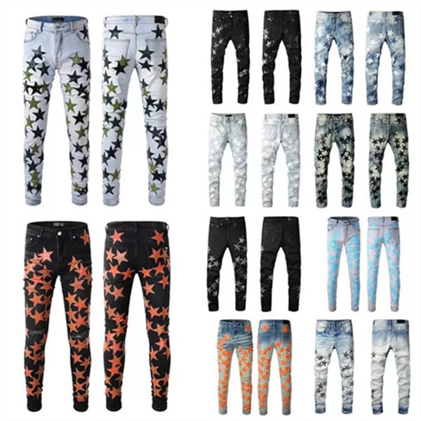 mens cool rips jeans stretch designer jeans distressed ripped biker slim fit orange star patches wearing hip hop fashion zipper full motorcy, Blue
mens cool rips jeans stretch designer jeans distressed ripped biker slim fit orange star patches wearing hip hop fashion zipper full motorcy, Blue