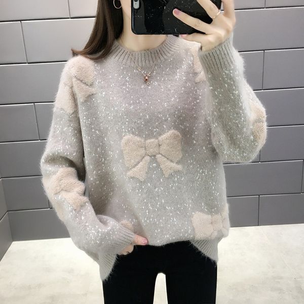 o neck autumn winter korean loose thick sweater elegant patchwork bow bottom pullover pull femme knit jersey mujer new, White;black
o neck autumn winter korean loose thick sweater elegant patchwork bow bottom pullover pull femme knit jersey mujer new, White;black