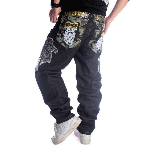 trendy men's loose straight skateboard pants embroidered flower wings hip hop jeans pants black enlarged, Blue
trendy men's loose straight skateboard pants embroidered flower wings hip hop jeans pants black enlarged, Blue