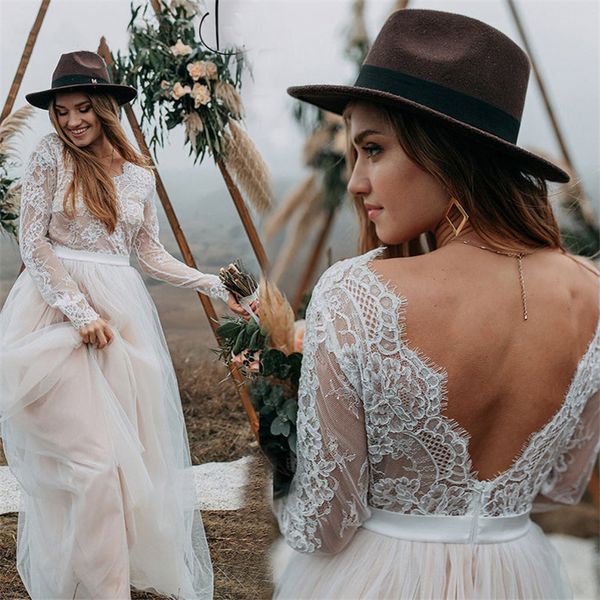 long sleeve boho wedding dresses for women bride v-neck a-line beach bridal gowns bohemian marriage dress vestidos de noiva, White
long sleeve boho wedding dresses for women bride v-neck a-line beach bridal gowns bohemian marriage dress vestidos de noiva, White
