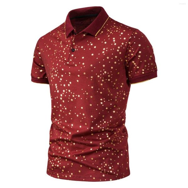 men's casual shirts gold spot print black polo shirt stylish slim fit short sleeve mens dress party wedding club social chemise, White;black
men's casual shirts gold spot print black polo shirt stylish slim fit short sleeve mens dress party wedding club social chemise, White;black