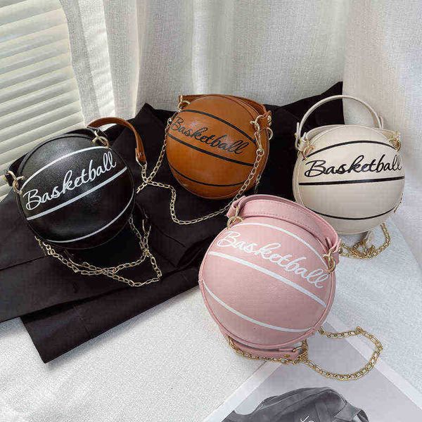 personalized creative round bag women's basketball bag single shoulder messenger portable chain bag 220628