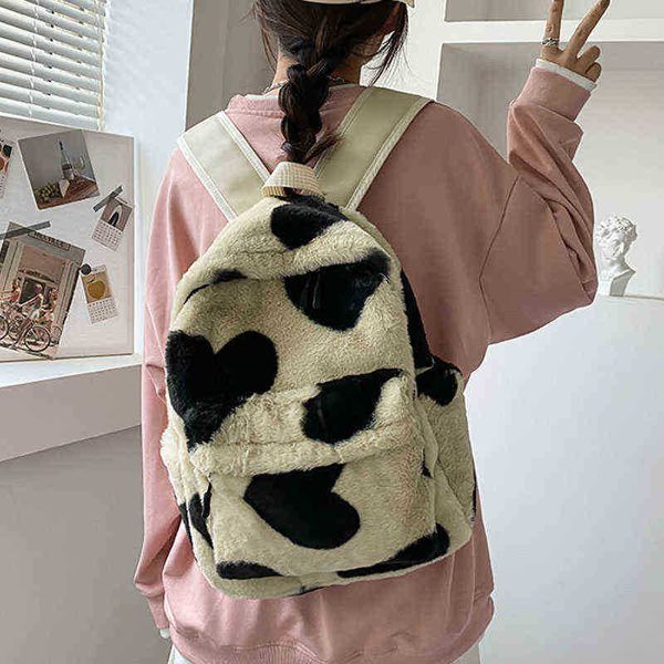 school bags winter plush new backpack women casual large capacity shoulder bag fashion girls travel s college 220728
school bags winter plush new backpack women casual large capacity shoulder bag fashion girls travel s college 220728