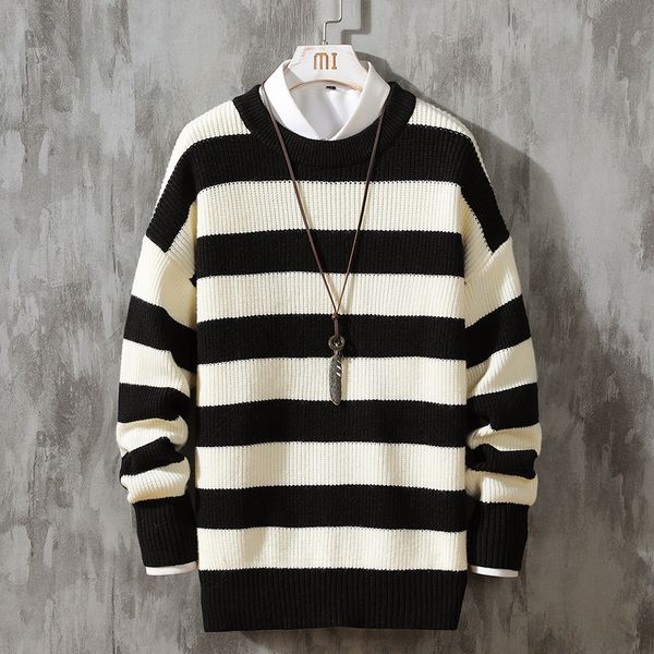 casual men's sweater o-neck striped slim sweaters coat 2022 autumn winter mens hip hop sweaters pullovers men warm knitwear, White;black
casual men's sweater o-neck striped slim sweaters coat 2022 autumn winter mens hip hop sweaters pullovers men warm knitwear, White;black