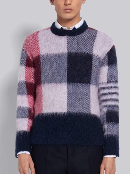 men's sweaters european designer designed new mohair tricolor sesame dot jacquard men's round neck sweater, White;black
men's sweaters european designer designed new mohair tricolor sesame dot jacquard men's round neck sweater, White;black
