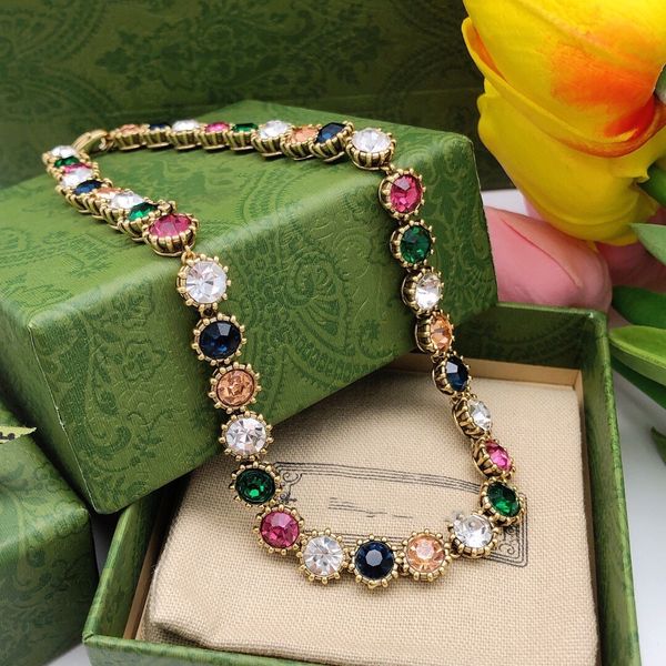 vintage chains necklace colorful gouble g letter designer round crystal beads chain short choker for women jewelry with box, Silver
vintage chains necklace colorful gouble g letter designer round crystal beads chain short choker for women jewelry with box, Silver
