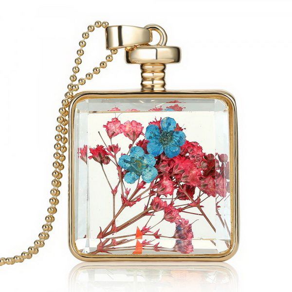 square dried flower long necklace for women gold color pendant necklace fashion jewelry party gift, Silver
square dried flower long necklace for women gold color pendant necklace fashion jewelry party gift, Silver