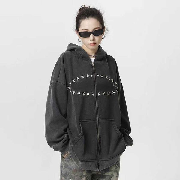 women's hoodies sweatshirts american high street fashion printed cardigan washing water loose 350g, Black
women's hoodies sweatshirts american high street fashion printed cardigan washing water loose 350g, Black