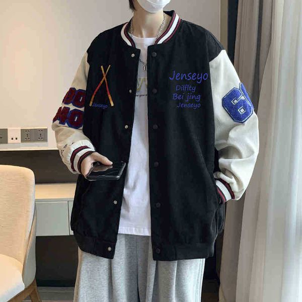 hoodiecolor blocking baseball suit men's spring fashion brand ruffian handsome embroidered jacket hip hop high street loose and versati, Black
hoodiecolor blocking baseball suit men's spring fashion brand ruffian handsome embroidered jacket hip hop high street loose and versati, Black