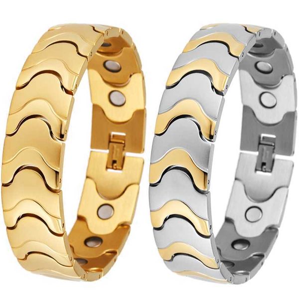 male magnetic therapy bracelet 16mm gold plated stainless steel bracelet for arthritis and tunnel pain relief, Golden;silver
male magnetic therapy bracelet 16mm gold plated stainless steel bracelet for arthritis and tunnel pain relief, Golden;silver