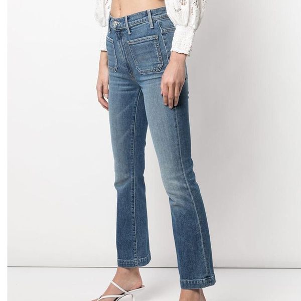 women's jeans autumn winter high waist double pocket wild nine-point micro-flare, Blue
women's jeans autumn winter high waist double pocket wild nine-point micro-flare, Blue