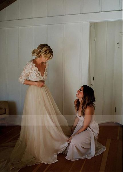 v neck half sleeves vestidos de novia wedding dresses a line lace appliques bridal dress robe de mariage, White
v neck half sleeves vestidos de novia wedding dresses a line lace appliques bridal dress robe de mariage, White