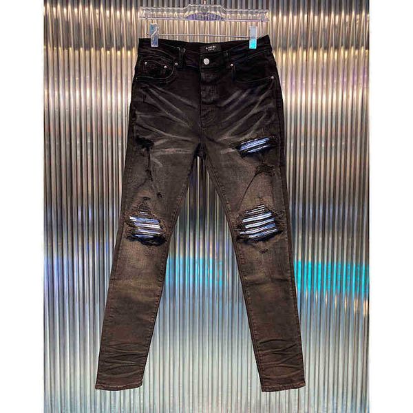 men patch small amirly hole cashew blossom new slim fit wash foot elastic jeans old black, Blue
men patch small amirly hole cashew blossom new slim fit wash foot elastic jeans old black, Blue