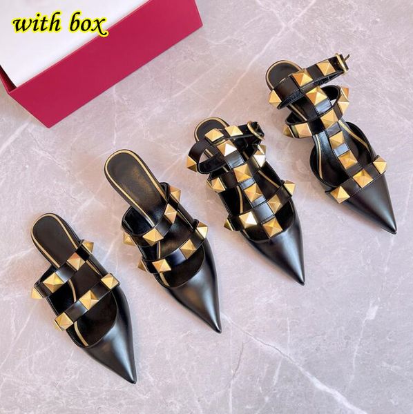 designer sandals high heels v rivets pointed shoes flat slippers with box summer women's genuine leather sandal 3cm 6cm thin heel pinky, Black
designer sandals high heels v rivets pointed shoes flat slippers with box summer women's genuine leather sandal 3cm 6cm thin heel pinky, Black
