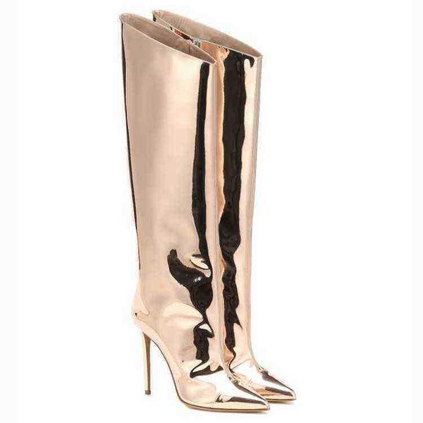 women boots new pointed thin high heeled middle tube fashionable metal leather hate day 12 cm large knee women's 0709, Black
women boots new pointed thin high heeled middle tube fashionable metal leather hate day 12 cm large knee women's 0709, Black