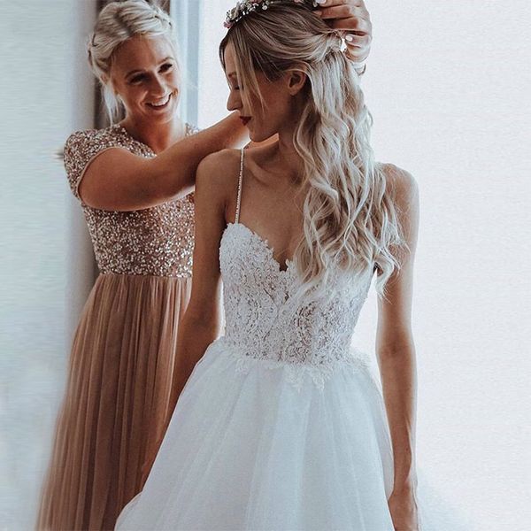 elegant tulle sweetheart-neck wedding dresses floor-length lace applique beading a-line bridal dress boho wedding gowns, White
elegant tulle sweetheart-neck wedding dresses floor-length lace applique beading a-line bridal dress boho wedding gowns, White