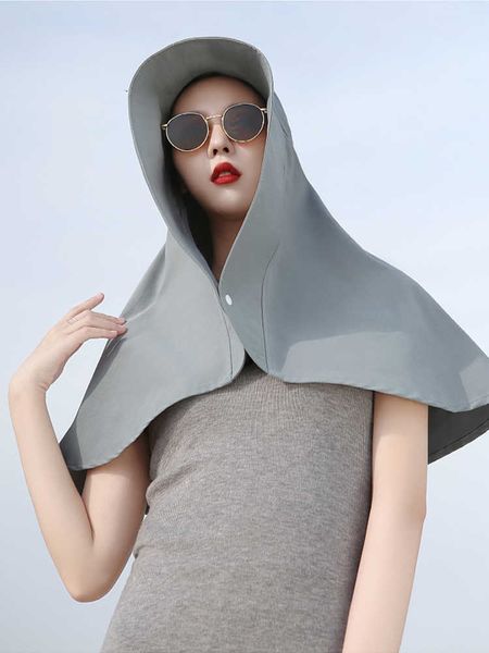 summer women bucket hat anti-sun shawl 2in1dome beach cap wide brim back opening shade cycling fishing, Blue;gray
summer women bucket hat anti-sun shawl 2in1dome beach cap wide brim back opening shade cycling fishing, Blue;gray