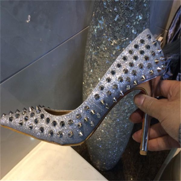 nude patent leather rivet spikes poined toes high heels shoes women lady genuine leather wedding shoes pumps stilett257j, Black
nude patent leather rivet spikes poined toes high heels shoes women lady genuine leather wedding shoes pumps stilett257j, Black