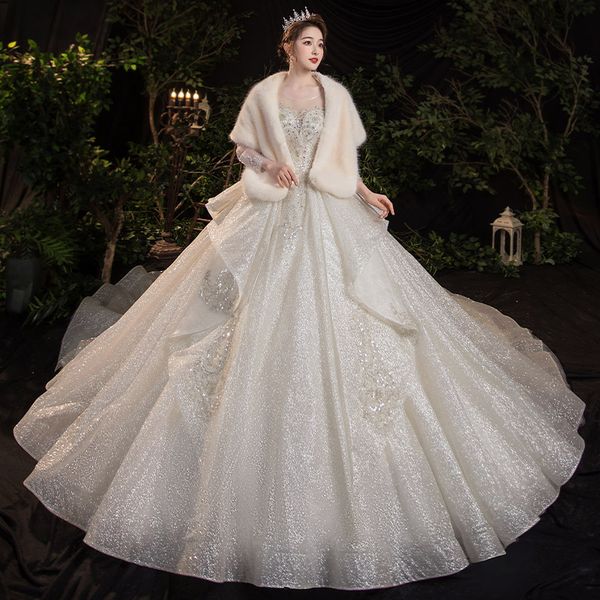 princess long sleeve sequined beading dubai ball gown wedding dress illusion square collar crystal saudi arabic bridal gown 2022, White
princess long sleeve sequined beading dubai ball gown wedding dress illusion square collar crystal saudi arabic bridal gown 2022, White