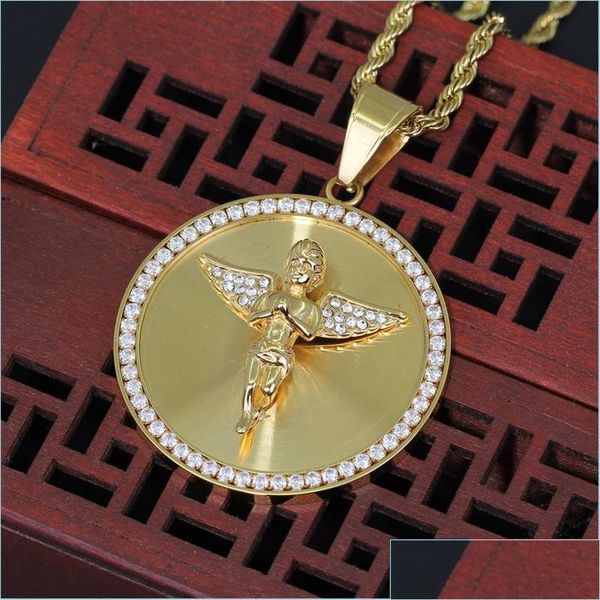 pendant necklaces mens stainless steel angel necklace hip hop white zircon bling 18k gold plated religious otw5w, Silver
pendant necklaces mens stainless steel angel necklace hip hop white zircon bling 18k gold plated religious otw5w, Silver