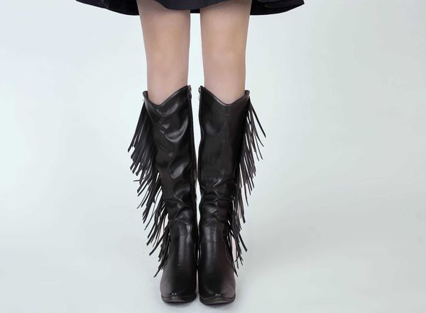 boots long women's 2020 winter new fashion tassel high thick heel pointy 221013, Black
boots long women's 2020 winter new fashion tassel high thick heel pointy 221013, Black