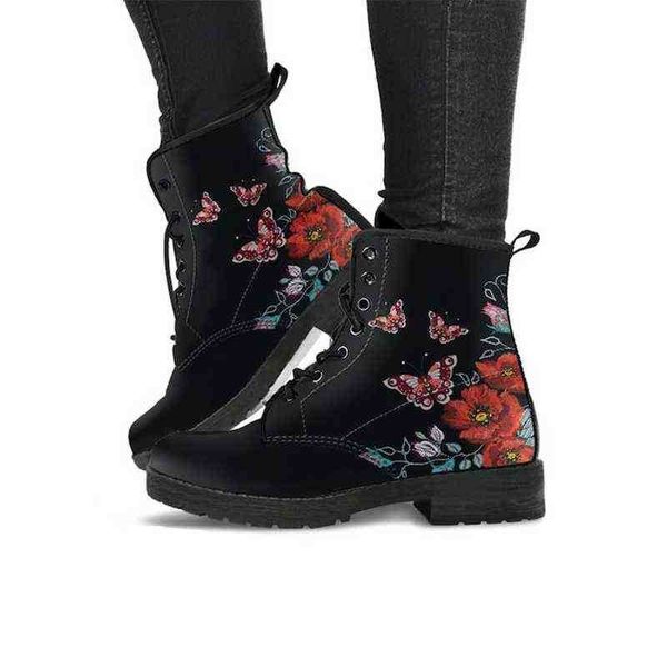 boots fashion women flowers printed martin soft sole ankle lace up platform shoes 220805, Black
boots fashion women flowers printed martin soft sole ankle lace up platform shoes 220805, Black