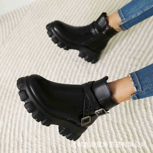 women boots thick soled new women's shoes 40 43 solid color side zipper low tube, Black
women boots thick soled new women's shoes 40 43 solid color side zipper low tube, Black