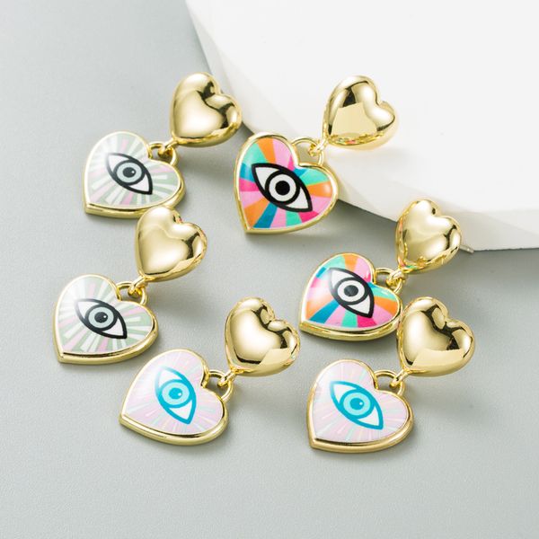 s3291 colorful enamel blue eyes love heart dangle earrings geometric evil eye stud earrings, Silver
s3291 colorful enamel blue eyes love heart dangle earrings geometric evil eye stud earrings, Silver