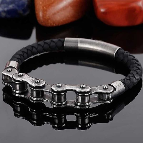 men's vintage stainless steel bracelet bicycle link men's leather bracelet gift, Golden;silver
men's vintage stainless steel bracelet bicycle link men's leather bracelet gift, Golden;silver