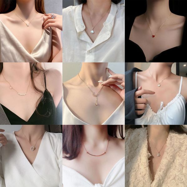 fashionable new fashion color preserving necklace women's simple small ins collar chain light luxury charm necklace pendant jewelry, Silver
fashionable new fashion color preserving necklace women's simple small ins collar chain light luxury charm necklace pendant jewelry, Silver