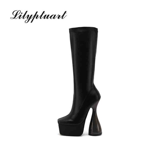 boots punk style elastic microfiber shoes woman ankle autumn winter snowboots high heel thick platform over knee 220901, Black
boots punk style elastic microfiber shoes woman ankle autumn winter snowboots high heel thick platform over knee 220901, Black