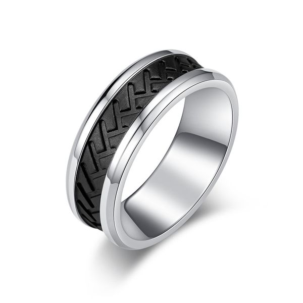 8mm titanium steel band rings new fashion creative tire pattern design men's electric gold vintage pattern ring, Silver
8mm titanium steel band rings new fashion creative tire pattern design men's electric gold vintage pattern ring, Silver