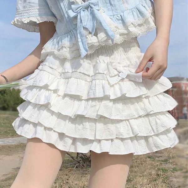 Skirts Women's Pleated Skater Skirt Basic Casual High Waisted Ruffles Flared Layer Mini Falda Gothic Style School Girl Clothes