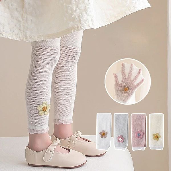 Summer Girls Leggings Kids Cotton Pants Childrens Clothing Pencil Pant Cartoon Flower Trousers Korean Style 1 To 8 Yrs 250901