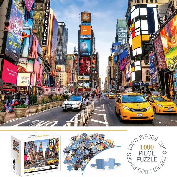 Paintings 1000 Pieces York Time Square Jigsaw Puzzles For Adults Home Decor Games Family Fun Floor Educational Toys Kids