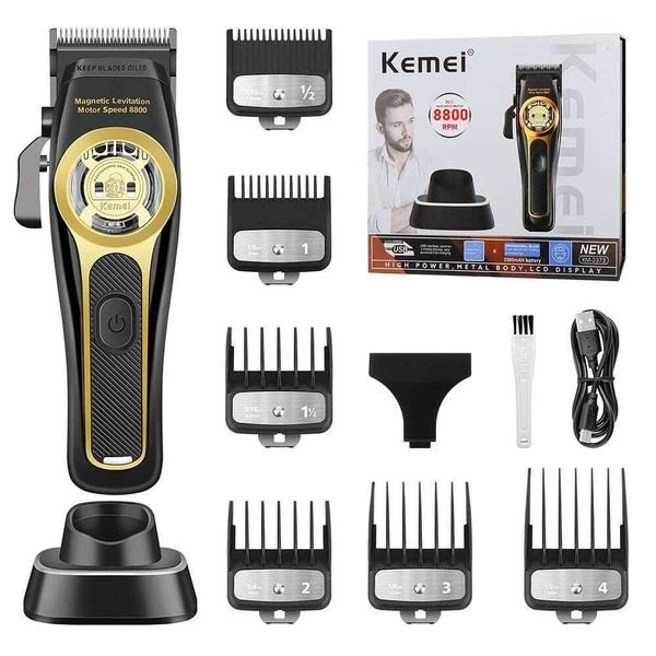 KEMEI Professional Clippers for Men Cordless Barber Clipper with RPM Magnetic Levitation Motor Adjustable Hair