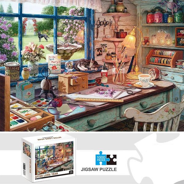 Paintings 1000 Pieces After Long Year Jigsaw Puzzles For Adults Home Decor Games Family Fun Floor Educational Toys