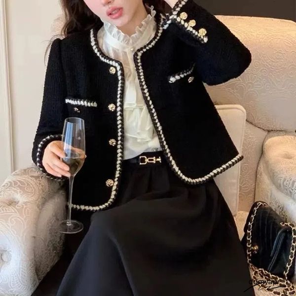 Jackets HMA French ddmyapr Lady Small Fragrant Tweed Jacket Coat Women's Spring And Autumn Korean Woolen Short Outerwear 231010 ddmyapr