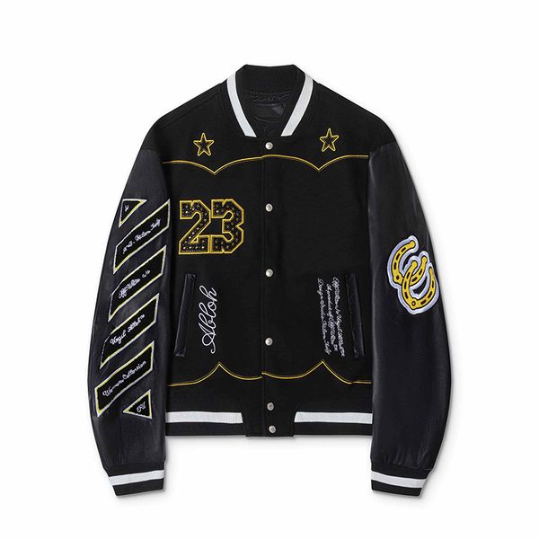luxury varsity jacket bomber jacket designer leather jacket fashion baseball hip hop letter street patchwork leather embroidery streetwear