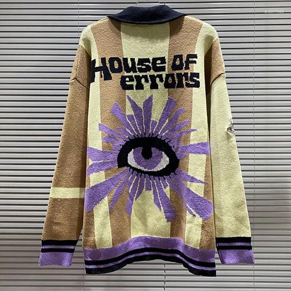 Men's T Shirts House Of Error Sweater Knitted Long Sleeve Multicolored Lapel Tops Jacquard Eye Pattern Loose Casual T-shirt, A6
Men's T Shirts House Of Error Sweater Knitted Long Sleeve Multicolored Lapel Tops Jacquard Eye Pattern Loose Casual T-shirt, A6