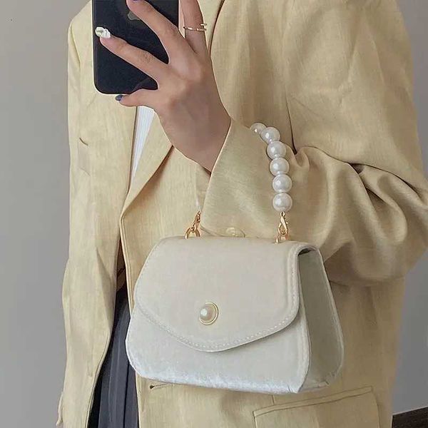 Pearl Chain Ladies Small Handbags Vintage Square Shoulder Bag for Women Evening Clutch Purse Fashion Female Crossbody Bags