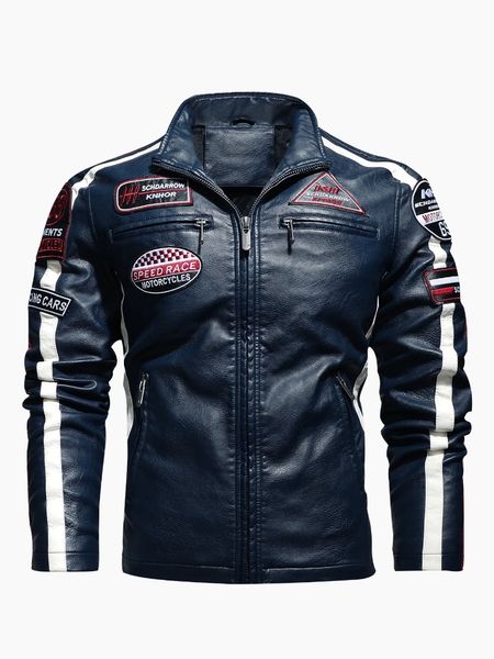 Men's motorcycle racing suit PU leather label color jacket, Red
Men's motorcycle racing suit PU leather label color jacket, Red