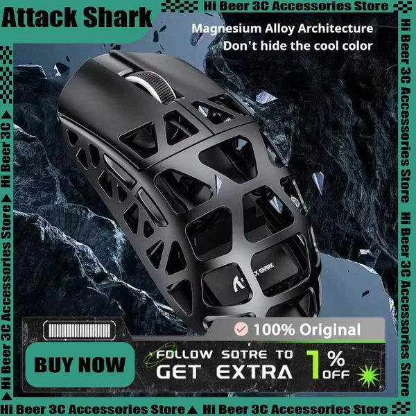 Attack Shark Rz Wireless Game Mouse 8k Magnesium Alloy Three Mode 2chg Lightweight Paw3395 26000dpi Sports Mouse Gifts Z250906