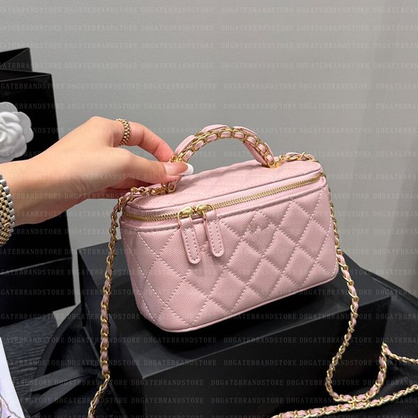 Designer Mini Makeup Bag Small Vanity with Chain Quality Leather Crossbody Saddle Bags Luxurys Handbags Diamond Lattice Golden Ball Women, A7
Designer Mini Makeup Bag Small Vanity with Chain Quality Leather Crossbody Saddle Bags Luxurys Handbags Diamond Lattice Golden Ball Women, A7