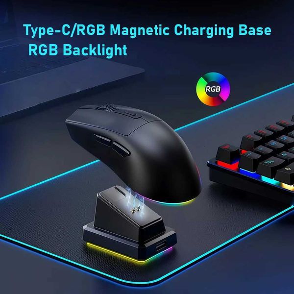Rechargeable Wireless Mouse with Charging Dock 24G Dual Mode Backlight Ergonomic Design High CostEffective Z250906