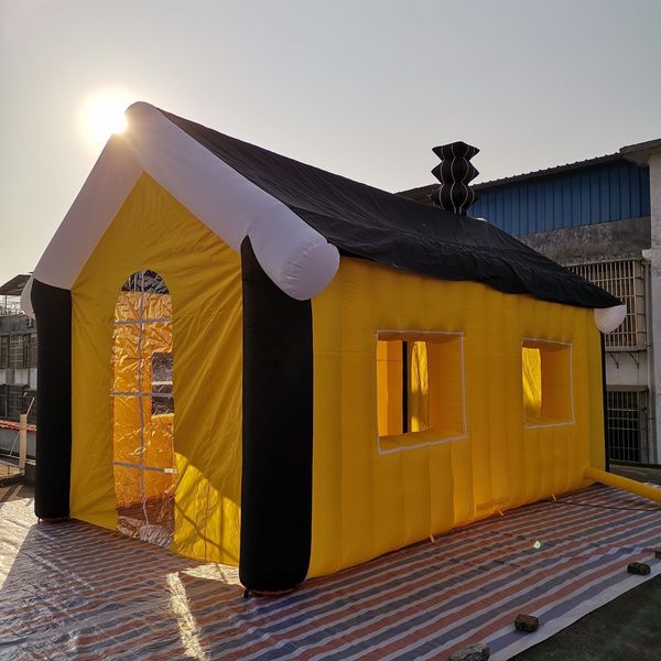 Yellow Inflatable House Party Tent Building with 1 Door for Christmas or Other Big Events
