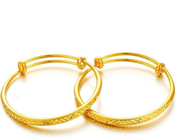 2pcs/lot Baby bangles for girls boys 1 year old Gold Plated Bangles Bracelets toddler kids jewelry