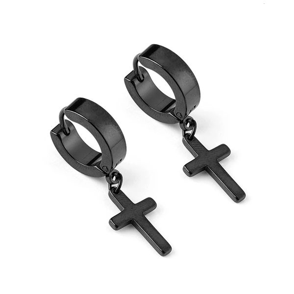 12PC Men Punk Cross Stars Dangle Earring Gothic Stainless Steel Ear Stud Piercing Hies Pendant Jewelry 250908BJ